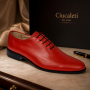 Pantofi barbati rosii eleganți din piele naturală cu șiret și talpi confortabile deosebite GKR51R